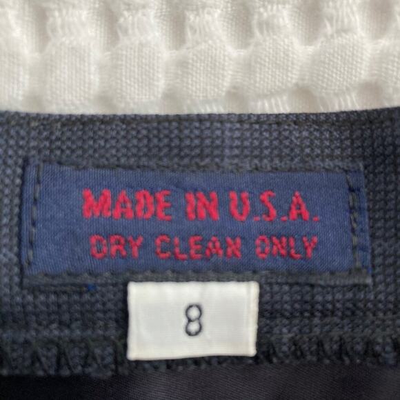 Vtg Britches of Georgetown Skirt Suit Set Navy Blue Windowpane Pleated Women 8 - Picture 3 of 9